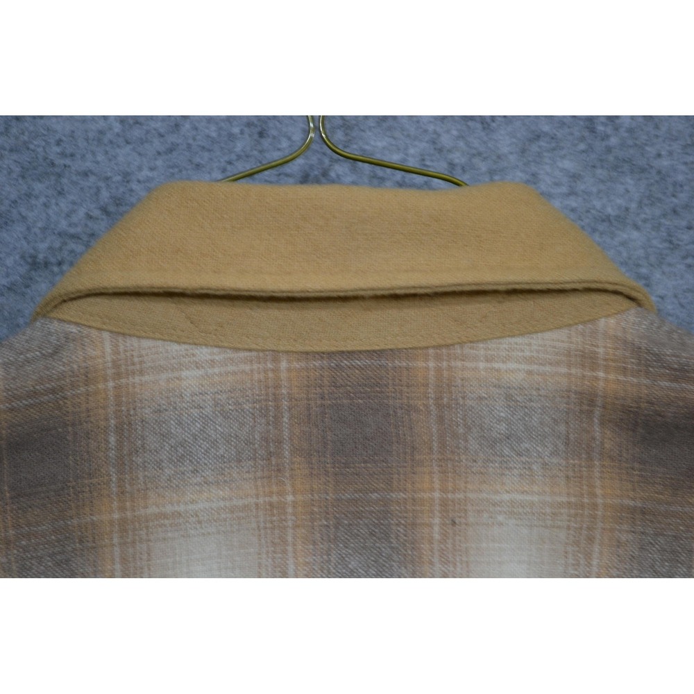 Vintage Pendleton Shirt Mens M Brown Plaid Wool Flannel Snap Western Lined - Picture 13 of 16